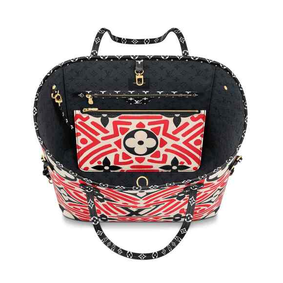 Louis Vuitton Crafty Neverfull MM White Black Red Tote Top Handle Shoulder Bag - Picture 10 of 12